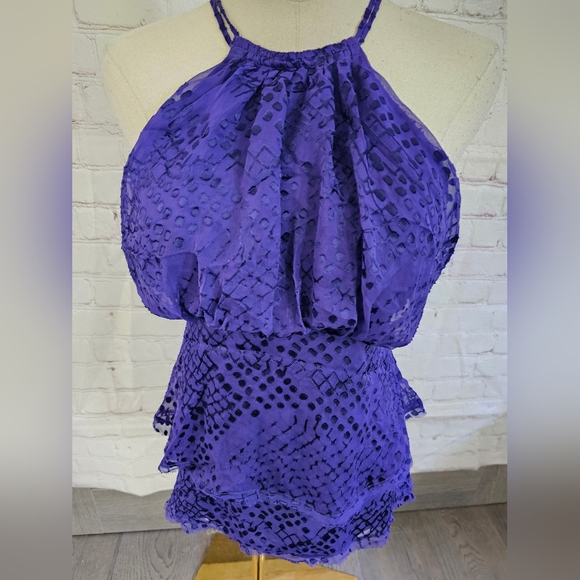 BCBG Maxazria Silk Blend Layered Halter Top | Persian Blue | XXS | EUC - Picture 5 of 8